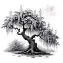 wisteria tree tattoo design idea