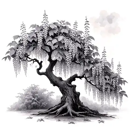 wisteria tree tattoo design idea