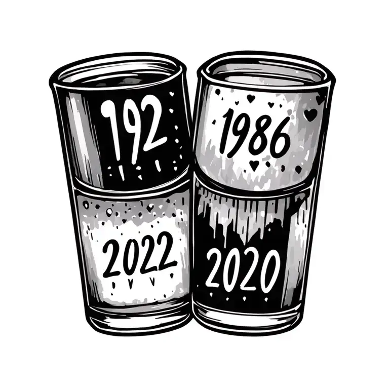 dates overlapping each other: 1982, 1986, 2020, 2022 tattoo design idea