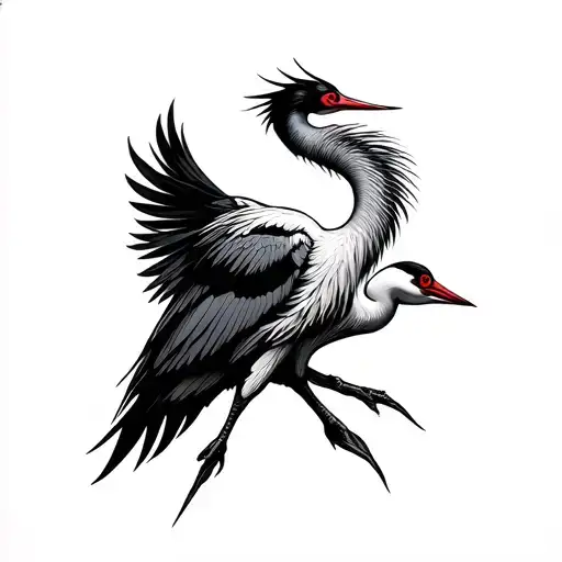 Alíen half crane tattoo design idea