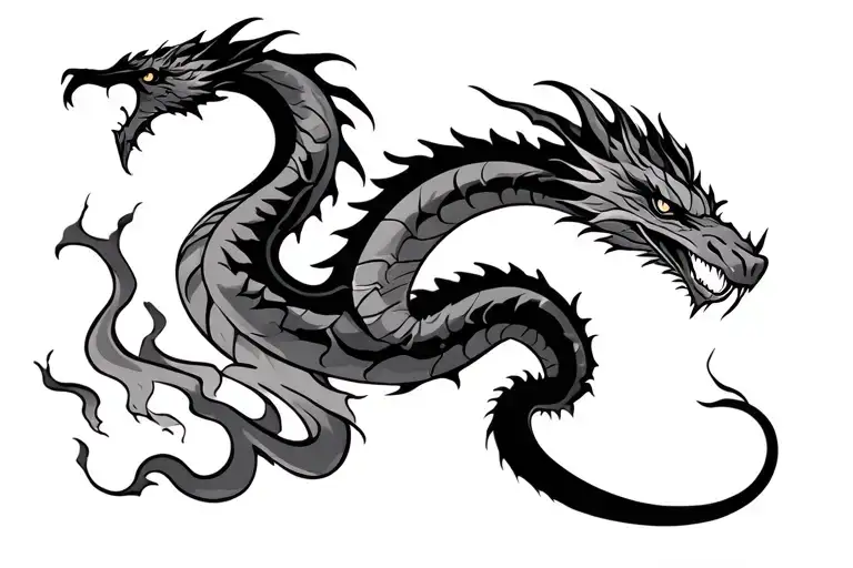 dragon serpent breathing fire tattoo design idea