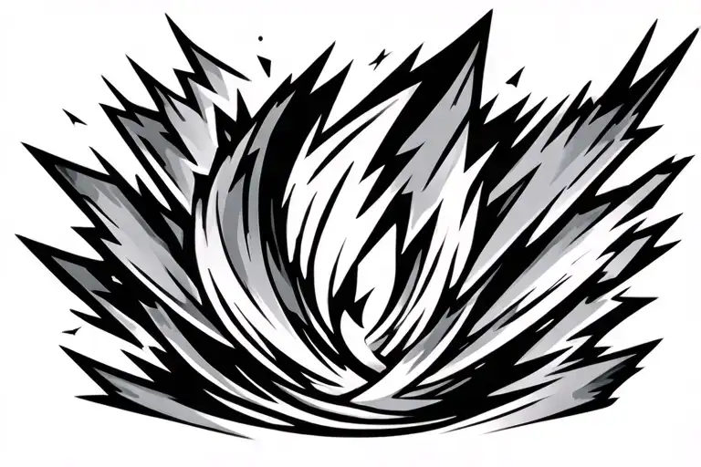 band tattoo design in black ink only, featuring a bold and striking 3D thunderbolt geometric tattoo design idea