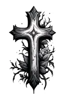 cross with rip grandma  tattoo design idea