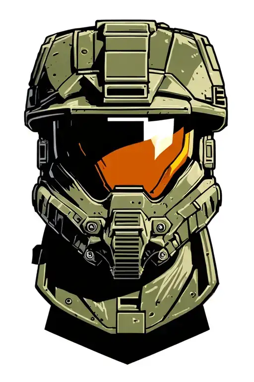 Master Chief 117 helmet in a portrait style tattoo tattoo design idea