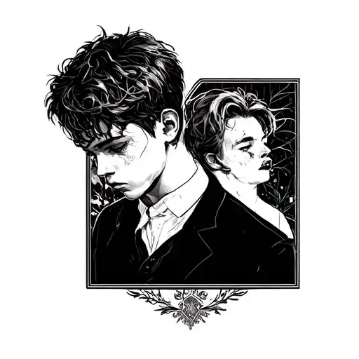 I want a tattoo design that tells the story of a lonely young man, despite having a large family and many acquaintances, tattoo design idea