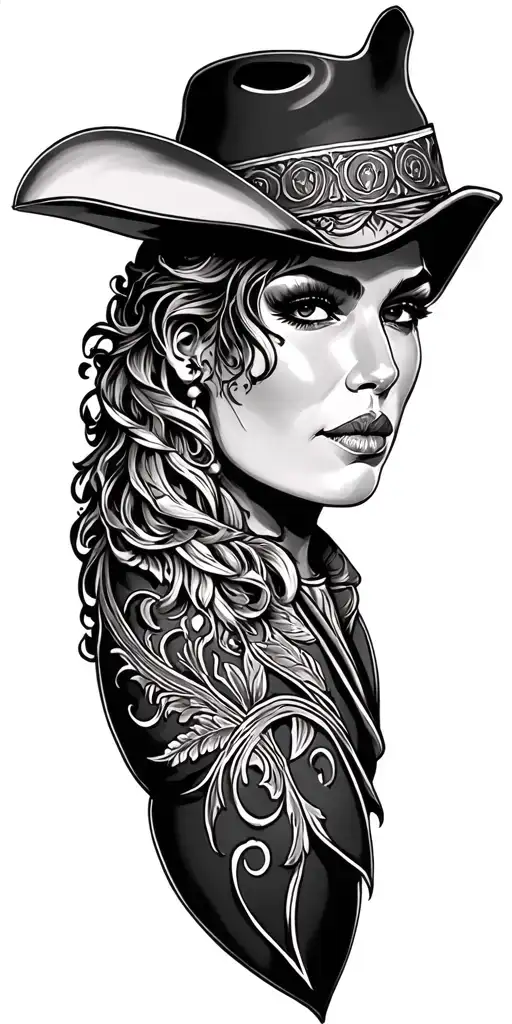 tooled leather western tattoo design idea