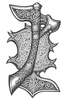 viking antiquity axe sword tattoo design idea