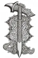 viking antiquity axe sword tattoo design idea