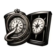 clock and compass intertwined tattoo design idea