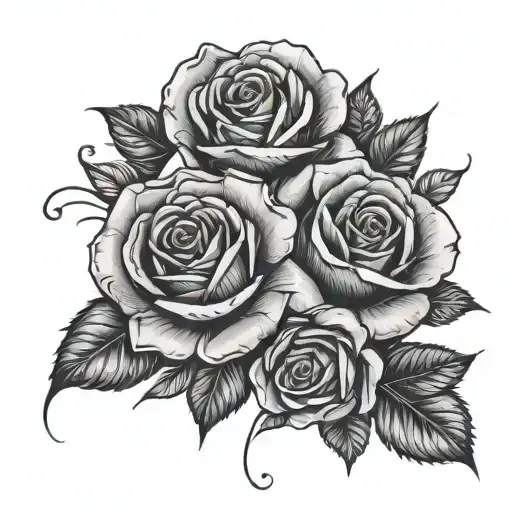 Gemini sign roman numeral 2 roses tattoo design idea