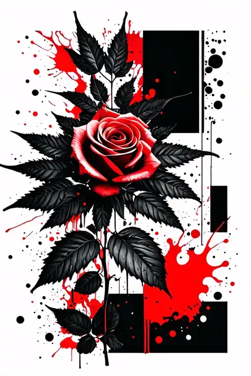 rose weed leaf tattoo design idea