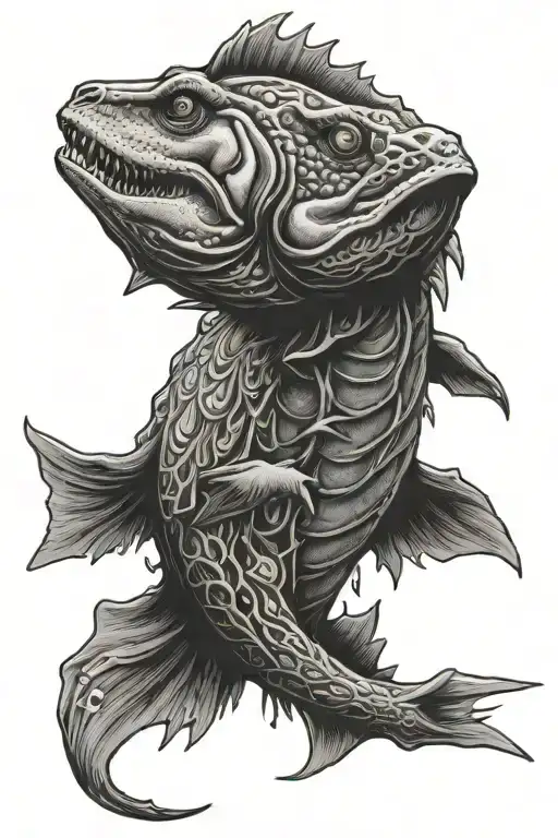 DINOSAUR FISH OIL tattoo design idea