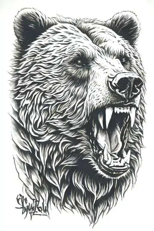 snarling grizzly bear head tattoo design idea