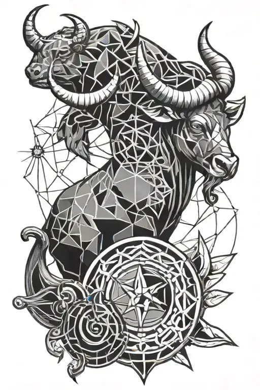 geometric tattoo of taurus, scorpio, libra, cancer zodiac sign tattoo design idea