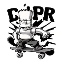 bart simpson and skateboard tattoo design idea