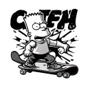 bart simpson and skateboard tattoo design idea
