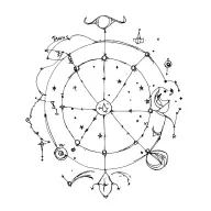 4 constellations, pisces, Taurus, libra and sagittarius tattoo design idea