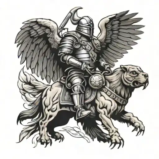 Knight, Wrangler, Eagle, Hawk, Bulldog tattoo design idea