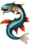 oarfish with a grenade in mouth wide open tattoo design idea