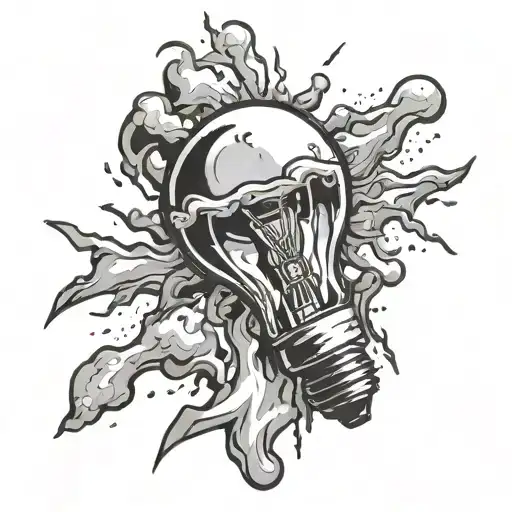 exploding light bulb  tattoo design idea