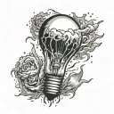 exploding light bulb  tattoo design idea