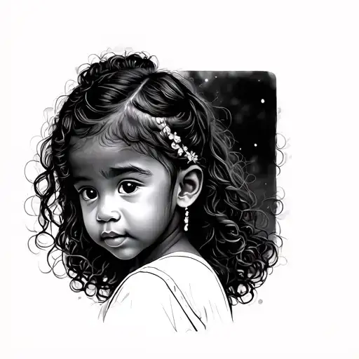 Draw a tattoo of your first child who is a girl. Born from a western mother to a western African dad in the east. A daug tattoo design idea