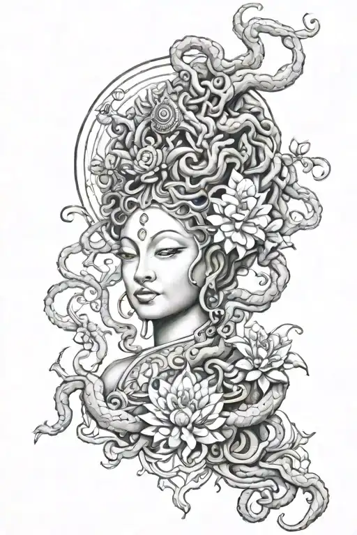 medusa and buddhism tara tattoo design idea