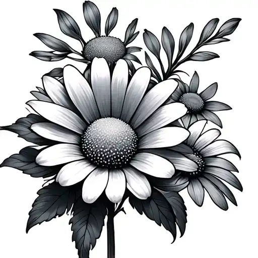 cosmo flower and daisy linked tattoo design idea