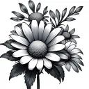 cosmo flower and daisy linked tattoo design idea