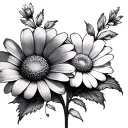 cosmo flower and daisy linked tattoo design idea