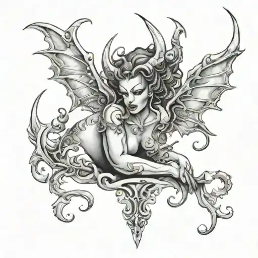 A Succubus Womb Tattoo With A Icy Look To It tattoo design idea