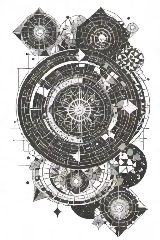 outer space, math, roman, greek tattoo design idea