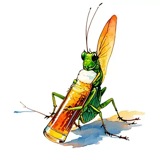 grasshopper drinking beer tattoo design idea
