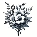 flower bouquet with virgo and Scorpio flower tattoo design idea