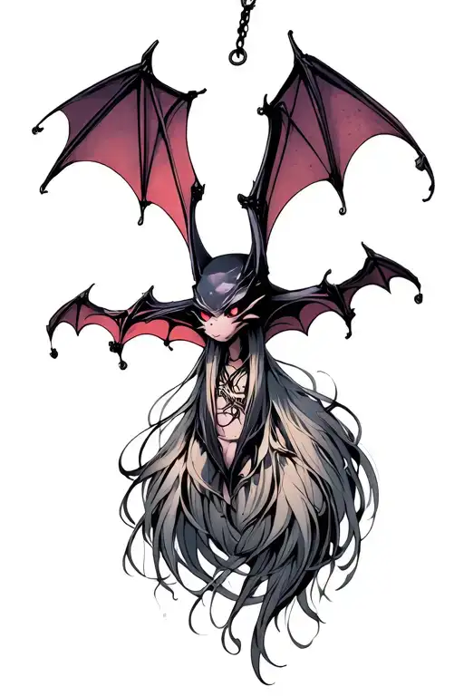 Tattoo of a gothic bat hanging upside tattoo design idea