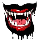 vampire teeth neck tattoo for me. Feminine but horror influenced elongated fangs and blood dripping tattoo design idea
