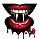 vampire teeth neck tattoo for me. Feminine but horror influenced elongated fangs and blood dripping tattoo design idea