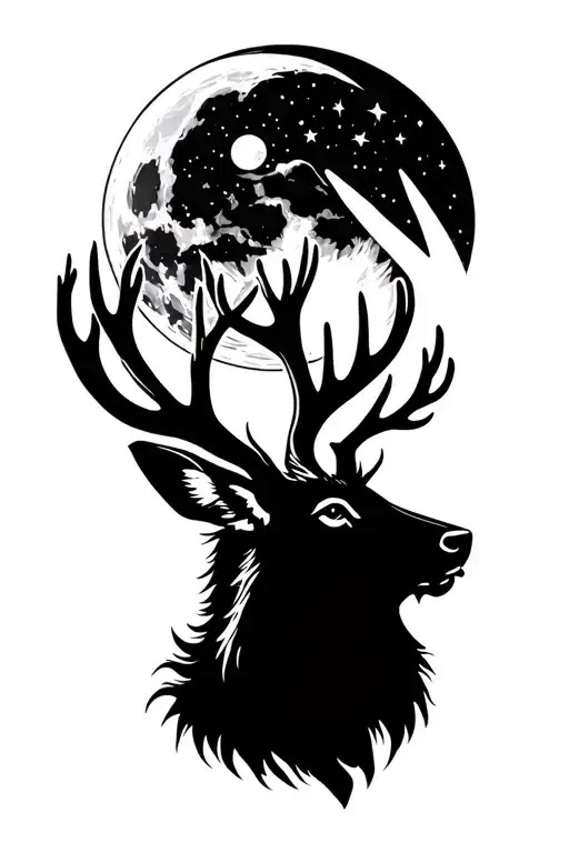a jackalope howling at the moon tattoo design idea