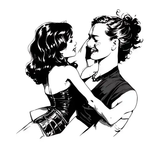 Kit and Holly in Badlands (1973) dancing in the car's headlights tattoo design idea