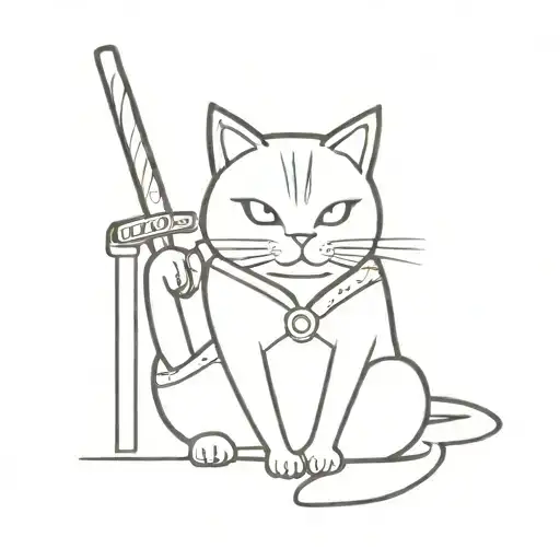 samurai cat tattoo design idea