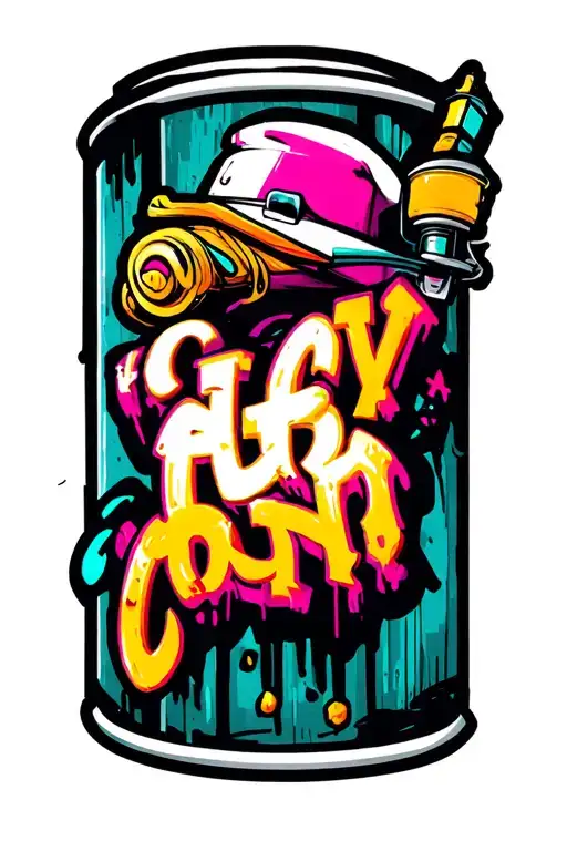 Graffitero making letters in a fence with aerosol tattoo design idea