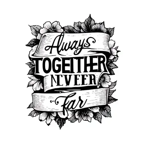 "" Always together, never far "" Writing tattoo design idea