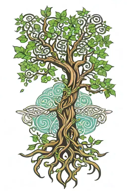 Celtic tree of life colour tattoo tattoo design idea
