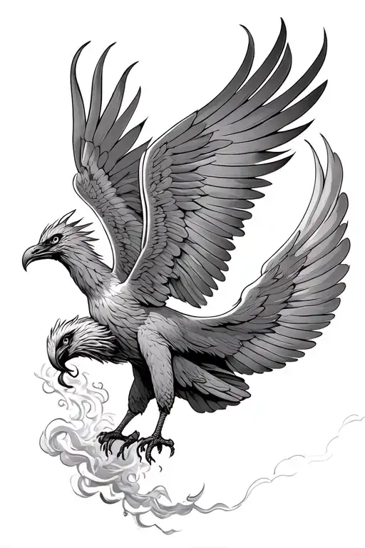 smoking phoenix flying into heavens tattoo design idea