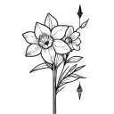 Sagittarius and narcissus Flower Bouquet arrow tattoo design idea