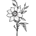 Sagittarius and narcissus Flower Bouquet arrow tattoo design idea