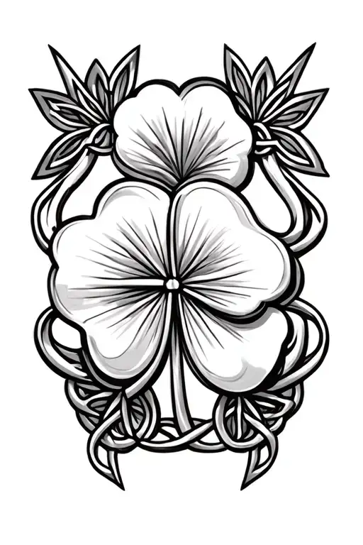Irish Celtic and 4 leaf clover tattoo design idea