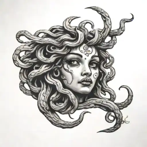 small Medusa crying eyes tattoo design idea