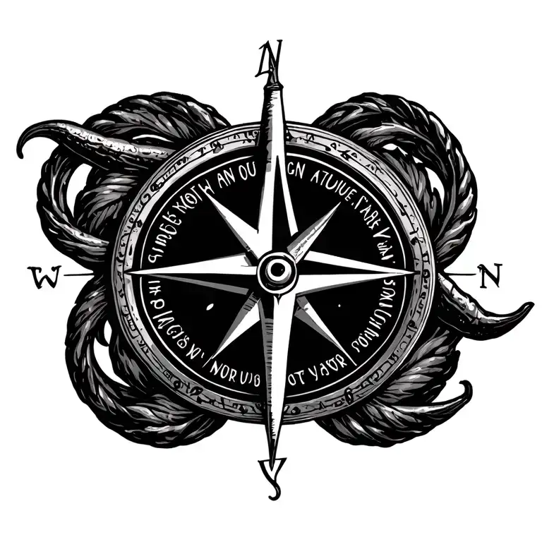 A realistic chili pepper intertwined with a compass pointing towards True North, symbolizing your fiery love and unwaver tattoo design idea