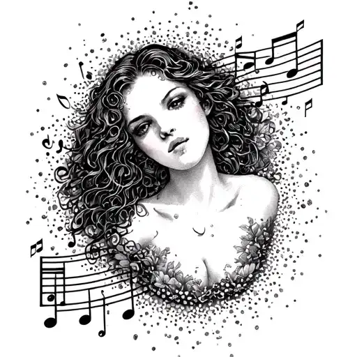 muse of music notes tattoo design idea